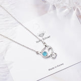 925 Silver Cat Crystal Pendant Necklace Women Gift Jewelry