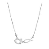 925 Silver Cat Fish Necklace for Women Clavicle Chain Wedding Jewelry