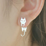 925 Sterling Silver Cat Fish Stud Earrings Women Gift Hypoallergenic