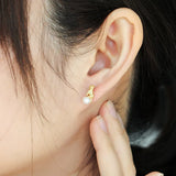 925 Silver Cat Pearl Stud Earring Women Gift Party