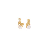 925 Silver Cat Pearl Stud Earring Women Gift Party