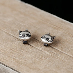 Sterling Silver Cat Stud Earrings Vintage Wedding Jewelry