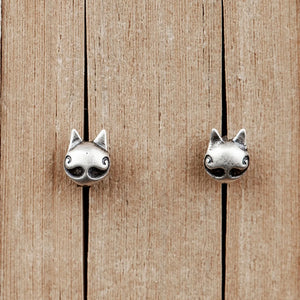 Sterling Silver Cat Stud Earrings Vintage Wedding Jewelry