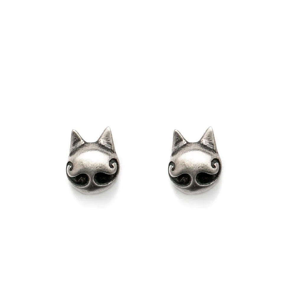 925 Silver Cat Stud Earrings Vintage Wedding Jewelry Punk Earrings