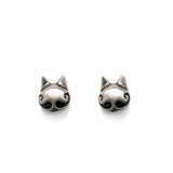 925 Silver Cat Stud Earrings Vintage Wedding Jewelry Punk Earrings