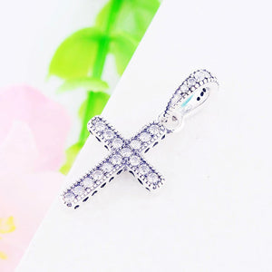 925 Silver Catholic Rosary Cross Faith Bead Pan Charm Bracelet Necklace