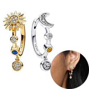 925 Silver Sun Moon Ring Set Earrings Gift