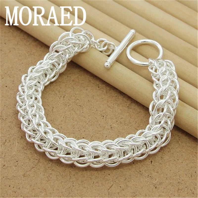 Sterling Silver Centipede Chain Bracelet for Women Men