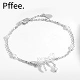 Sterling Silver Bowknot Charm Bracelet Set