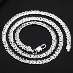 6MM Sideways Necklace 925 Silver 18K Plated Party Gift Wedding Jewelry