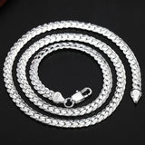 6MM Sideways Necklace 925 Silver 18K Plated Party Gift Wedding Jewelry