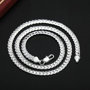 6MM Sideways Necklace 925 Silver 18K Plated Party Gift Wedding Jewelry