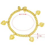 925 Silver Chain 4MM 24K Cuban Heart Pendant Bracelet
