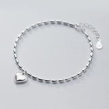 925 Silver Chain Beads Bracelet Charms Love Heart for Women