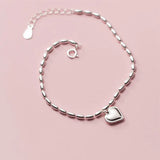 925 Silver Chain Beads Bracelet Charms Love Heart for Women
