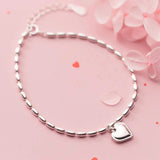 925 Silver Chain Beads Bracelet Charms Love Heart for Women