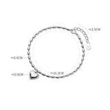 925 Silver Chain Beads Bracelet Charms Love Heart for Women