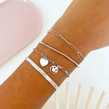 925 Silver Chain Bracelet Geometric Metal Twist Bangle Bohemian Jewelry