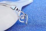 925 Silver Chain Choker Necklace Crystal CZ Love Heart Pendant Necklaces