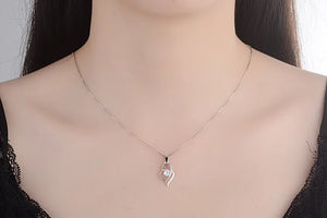 925 Silver Chain Choker Necklace Crystal CZ Love Heart Pendant Necklaces