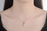 925 Silver Chain Choker Necklace Crystal CZ Love Heart Pendant Necklaces