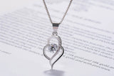 925 Silver Chain Choker Necklace Crystal CZ Love Heart Pendant Necklaces