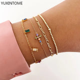 925 Silver Colorful Crystal Bracelet Zircon Charm Party Jewelry