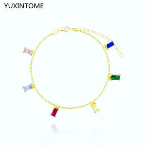 925 Silver Colorful Crystal Bracelet Zircon Charm Party Jewelry