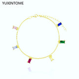 925 Silver Colorful Crystal Bracelet Zircon Charm Party Jewelry