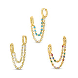 925 Silver Chain Dangle Earrings Zircon Stud Hoop Jewelry