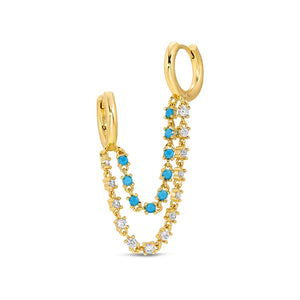 925 Silver Chain Dangle Earrings Zircon Stud Hoop Jewelry