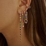 925 Silver Chain Dangle Earrings Zircon Stud Hoop Jewelry