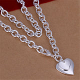 925 Silver Double Heart Pendant Chain for Women