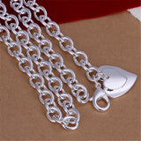925 Silver Double Heart Pendant Chain for Women