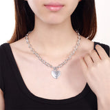 925 Silver Double Heart Pendant Chain for Women