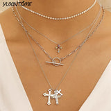 925 Silver Chain Cross Pendant Long Necklace Wedding Punk Charm Jewelry