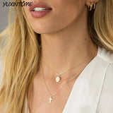 925 Silver Chain Cross Pendant Long Necklace Wedding Punk Charm Jewelry