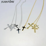 925 Silver Chain Cross Pendant Long Necklace Wedding Punk Charm Jewelry