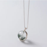 925 Silver Chain Natural Crystal Strawberry Aurora Pendant Necklace