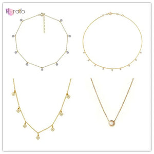 925 Silver Four Leaf Clover Necklace Crystal Pendant Choker