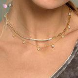 925 Silver Four Leaf Clover Necklace Crystal Pendant Choker