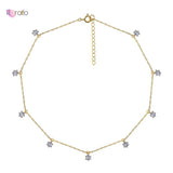 925 Silver Four Leaf Clover Necklace Crystal Pendant Choker