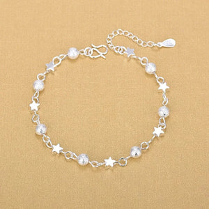 925 Silver Chain Ball Star Bracelet Fine Jewelry Women Party Accessory