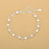 925 Silver Chain Ball Star Bracelet Fine Jewelry Women Party Accessory