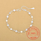 925 Silver Chain Hollow Ball Star Bracelet Fine Jewelry Party Accessory