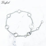925 Silver Chain Bracelet with Round Carrier for Charms Women