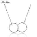 925 Silver Double Round Circles Pendant Choker Necklace
