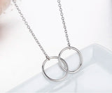 925 Silver Double Round Circles Pendant Choker Necklace