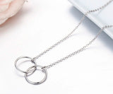925 Silver Double Round Circles Pendant Choker Necklace