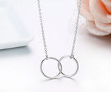 925 Silver Double Round Circles Pendant Choker Necklace